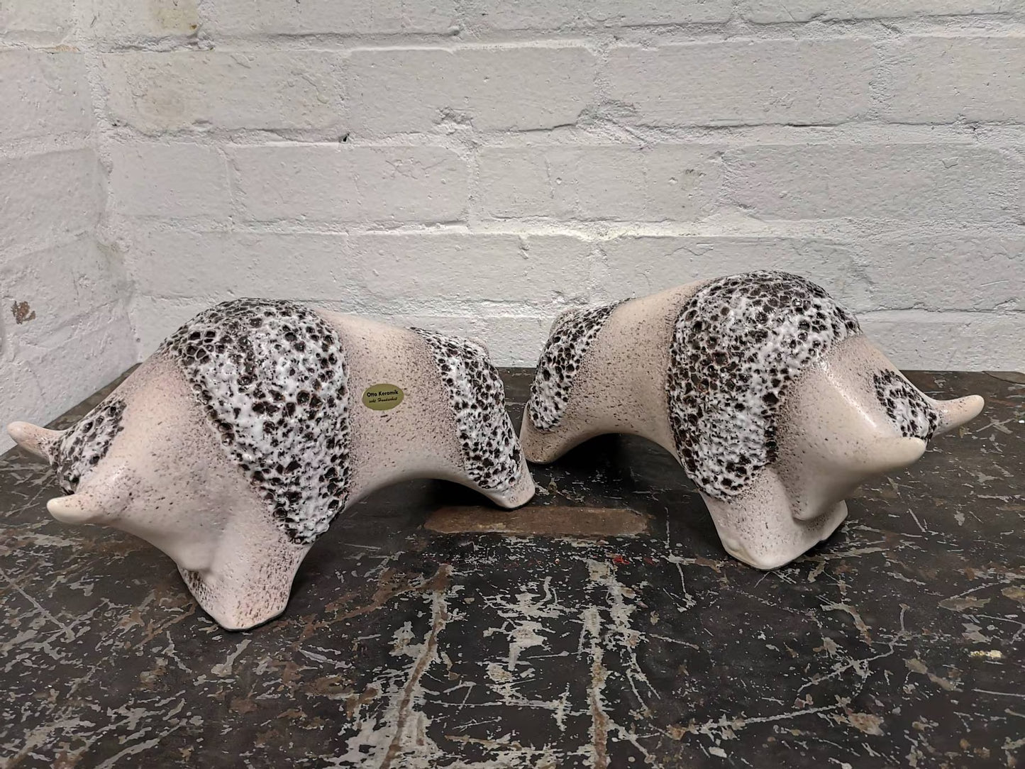 Otto Keramik Ceramic Bull West German Pottery Fat Lava