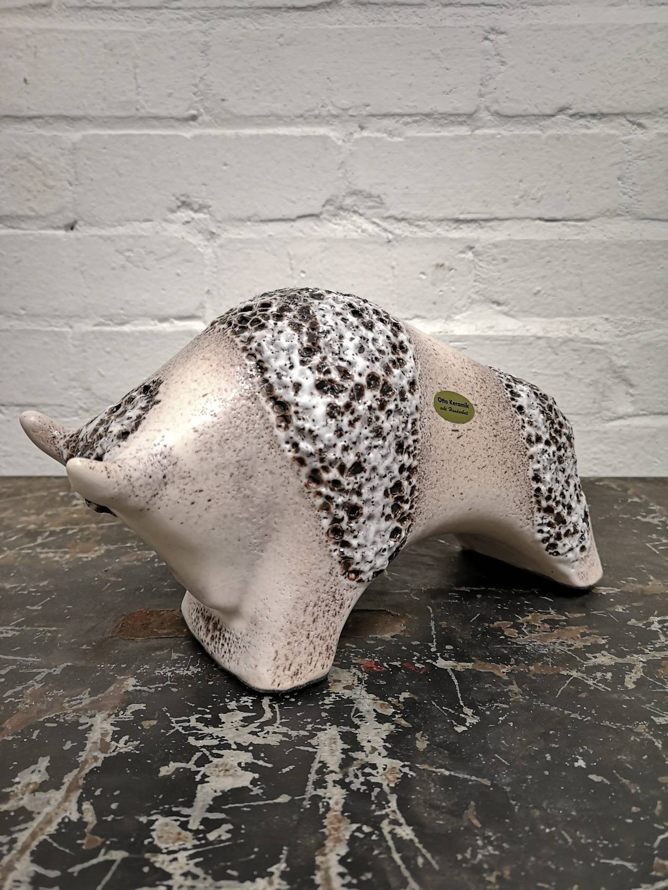 Otto Keramik Ceramic Bull West German Pottery Fat Lava