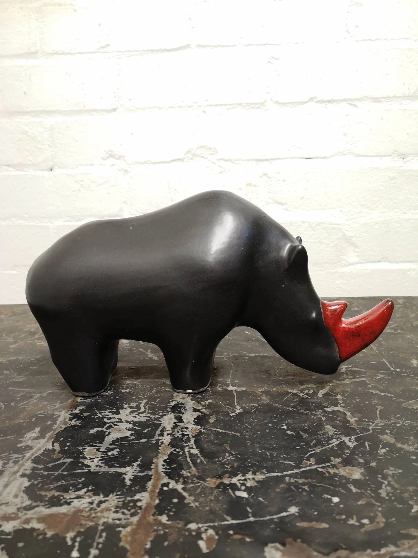 Exclusive Otto Keramik Ceramic Rhino West German Pottery Fat Lava