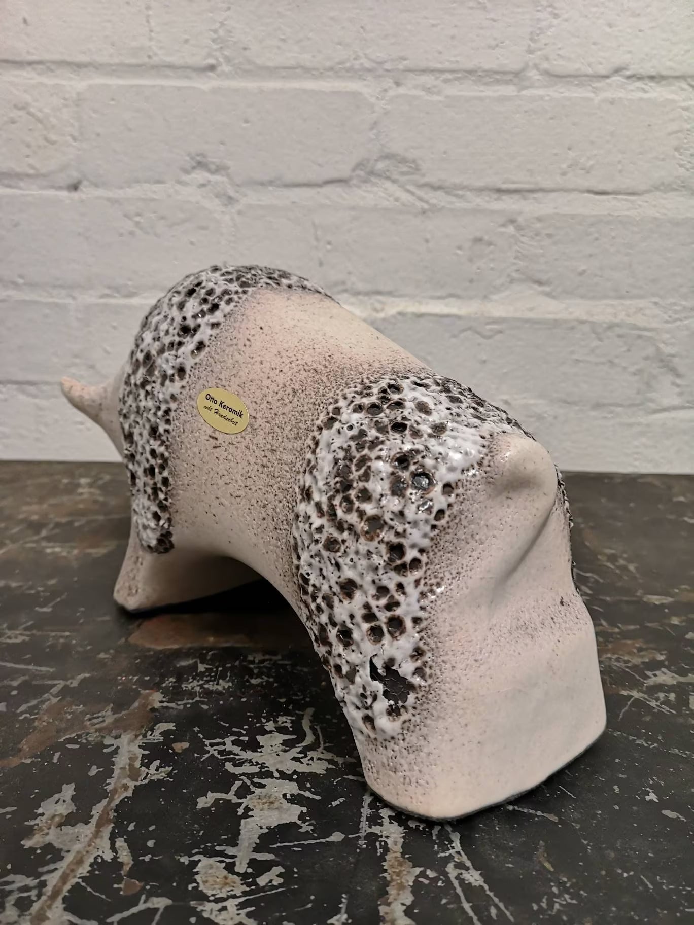 Otto Keramik Ceramic Bull West German Pottery Fat Lava