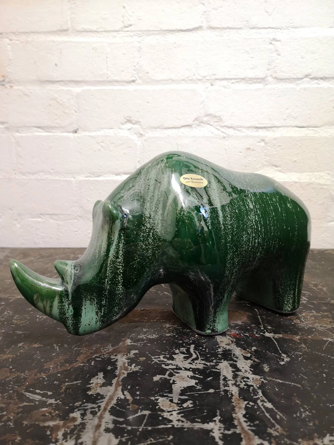 Exclusive Otto Keramik Ceramic Rhino West German Pottery Fat Lava