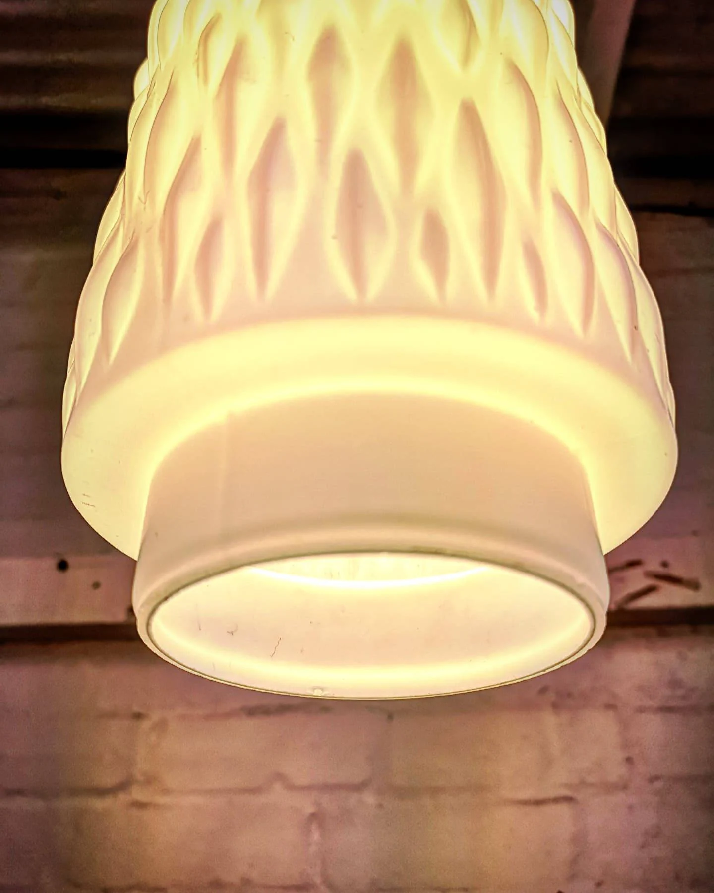 1960s Czech Rippled Opaline Glass Pendant Light