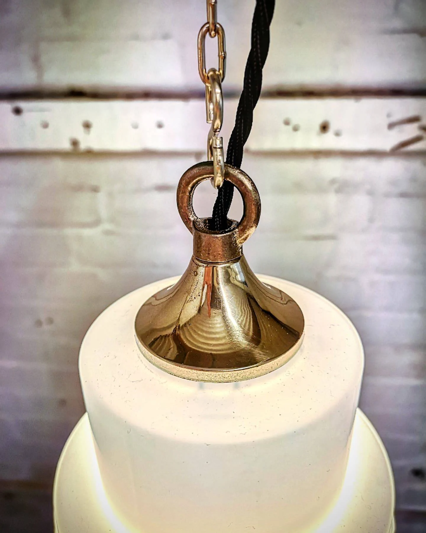 1960s Czech Rippled Opaline Glass Pendant Light