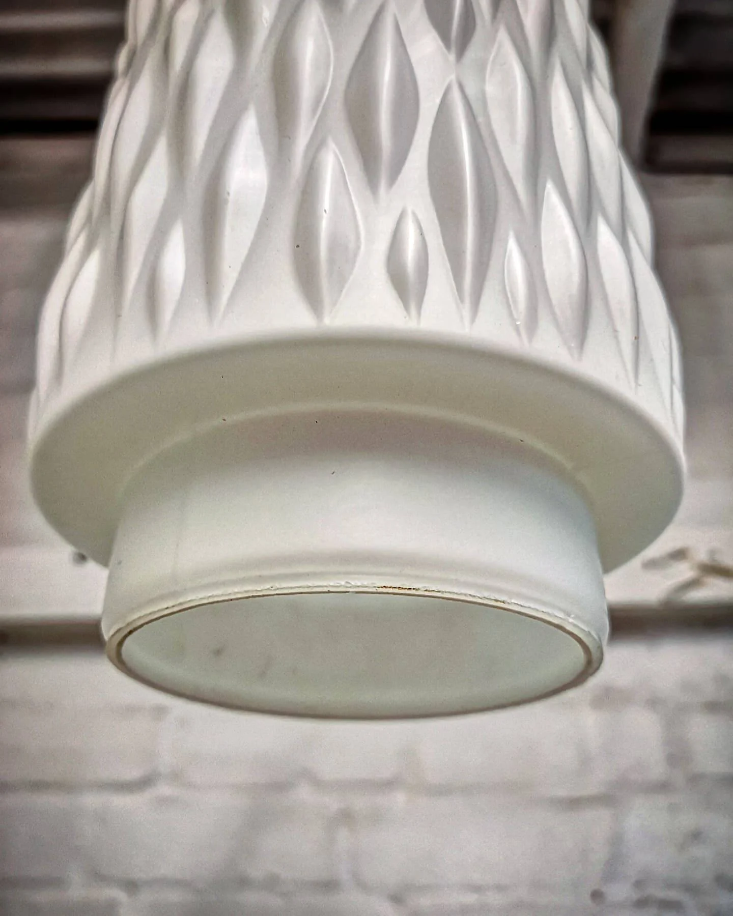 1960s Czech Rippled Opaline Glass Pendant Light