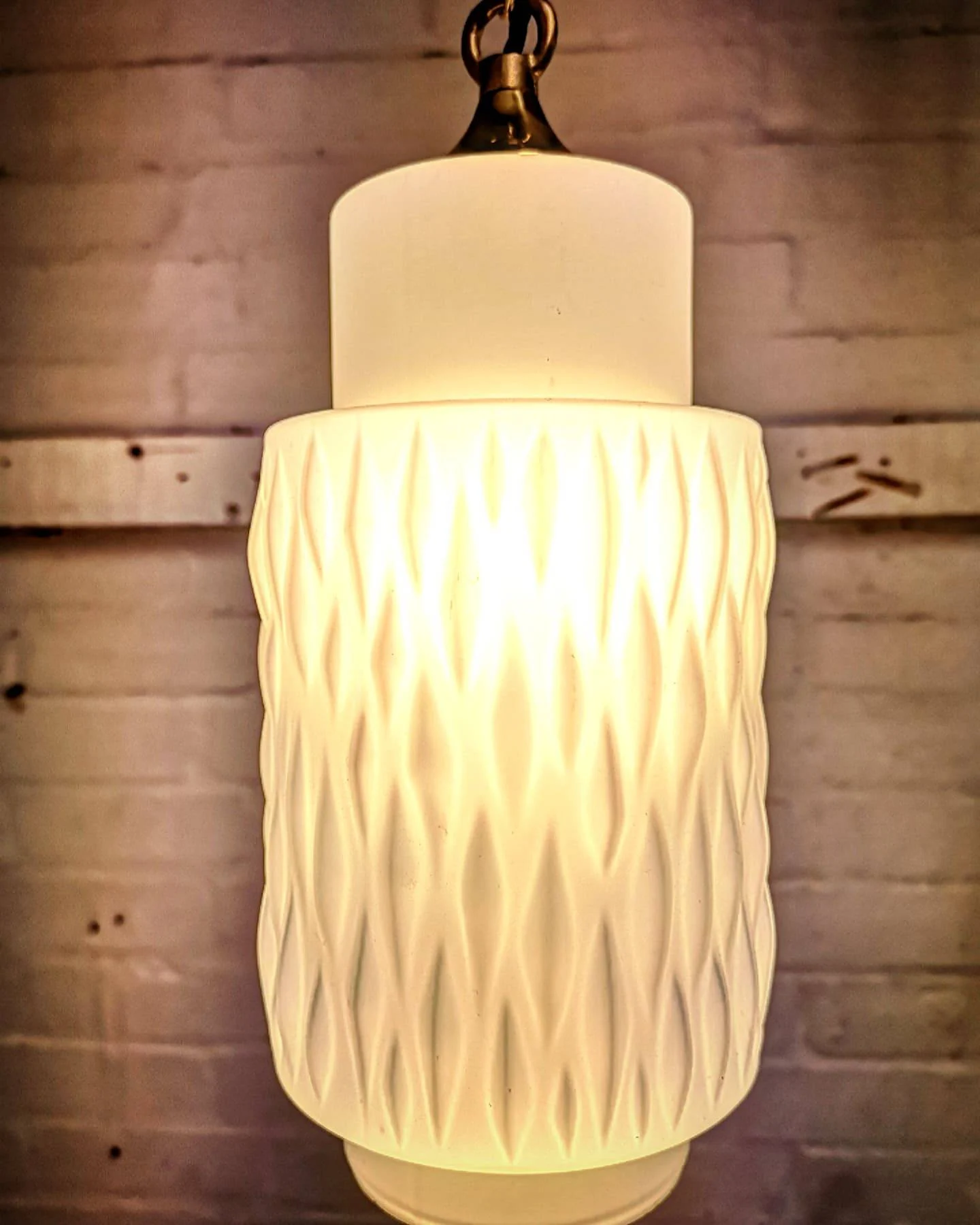 1960s Czech Rippled Opaline Glass Pendant Light