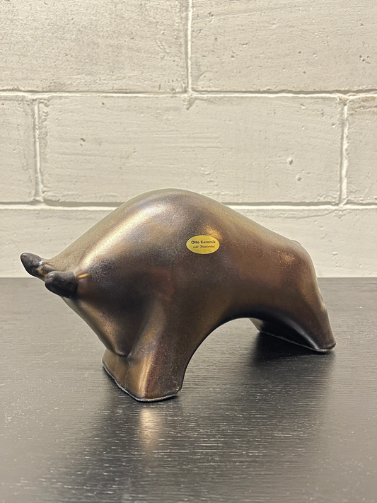 Otto Keramik Ceramic Bull West German Pottery Fat Lava