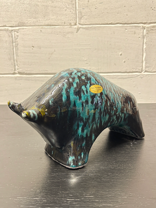Otto Keramik Ceramic Bull West German Pottery Fat Lava