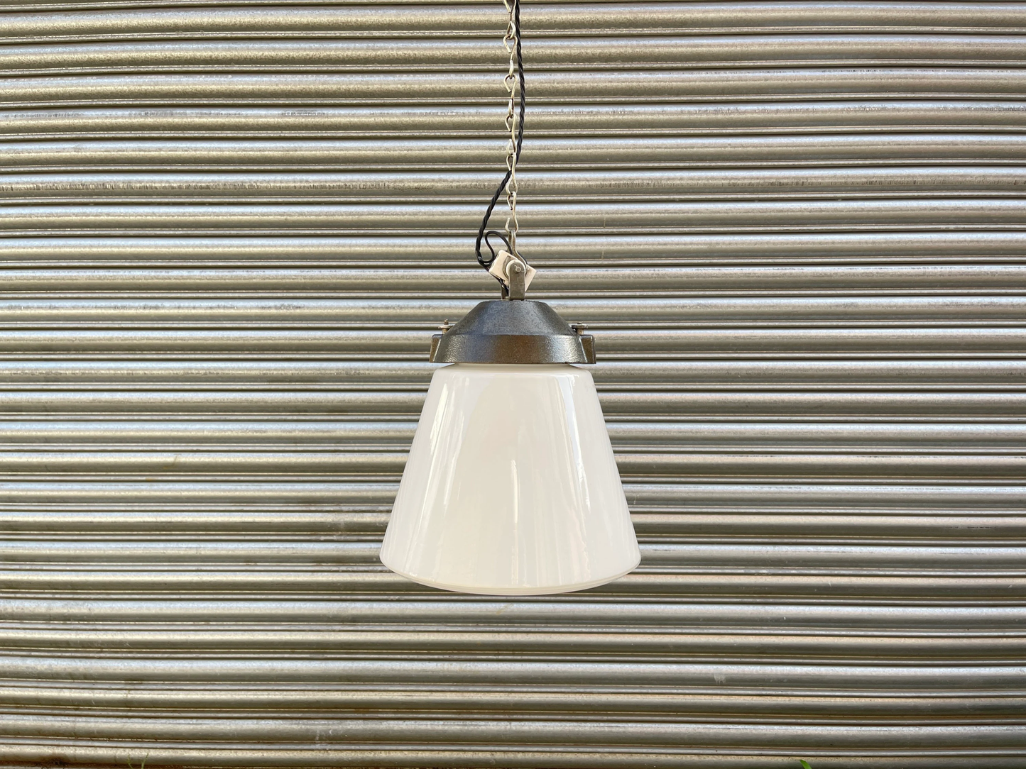 1930s Industrial Opaline Pendant Light By Siemens