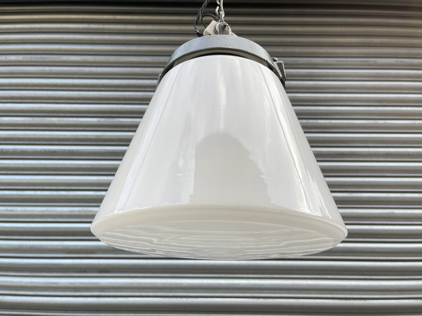 1930s Industrial Opaline Pendant Light By Siemens