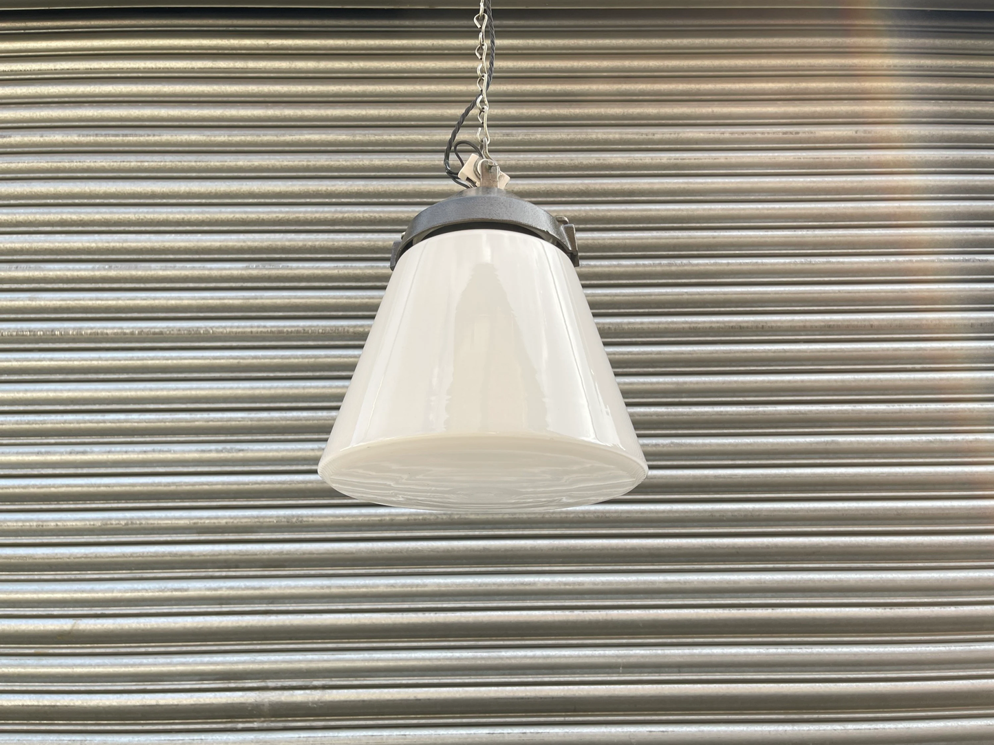 1930s Industrial Opaline Pendant Light By Siemens