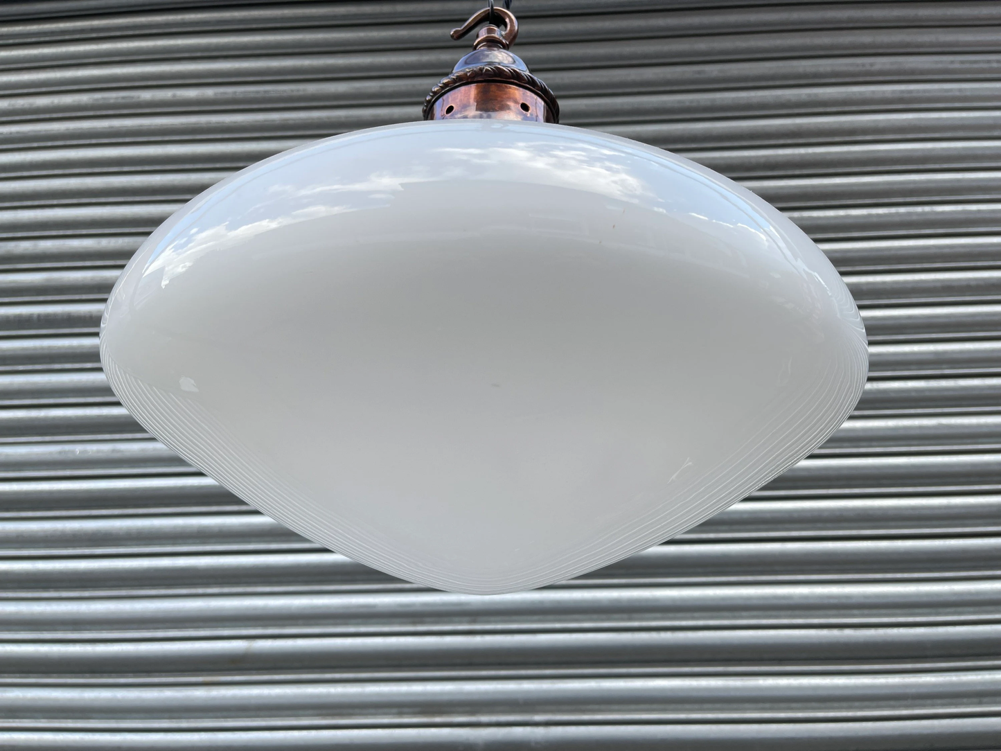 Large 1920s British Made Opaline Pendant Light