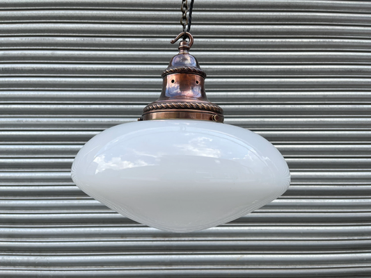 Large 1920s British Made Opaline Pendant Light
