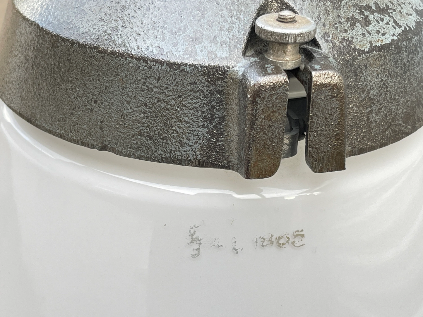 1930s Industrial Opaline Pendant Light By Siemens