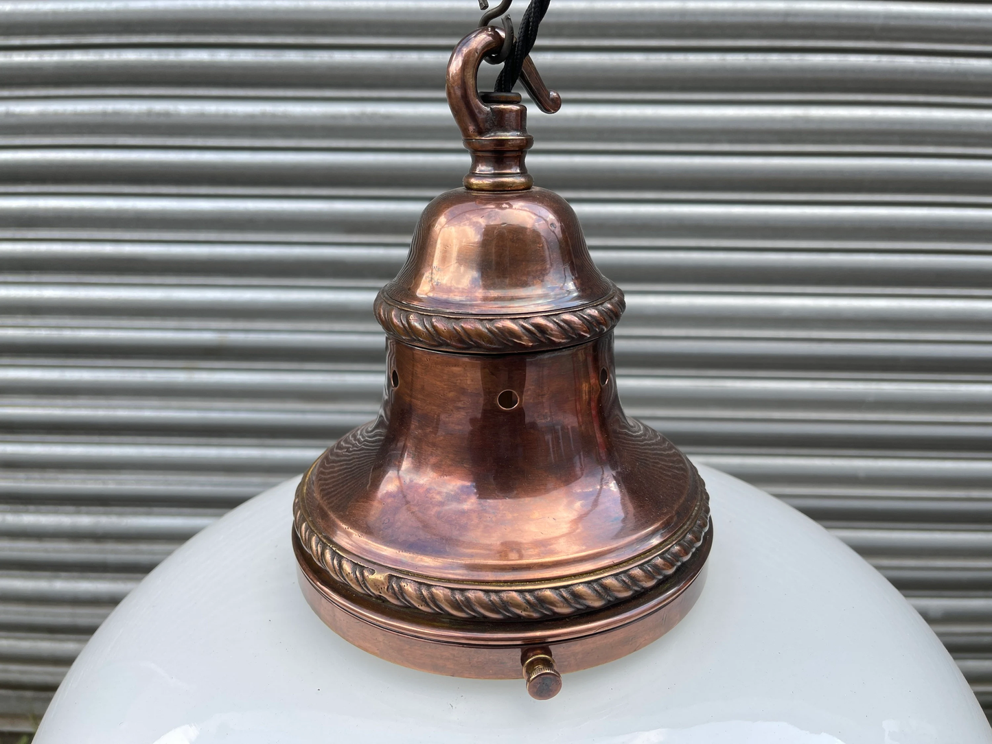 Large 1920s British Made Opaline Pendant Light