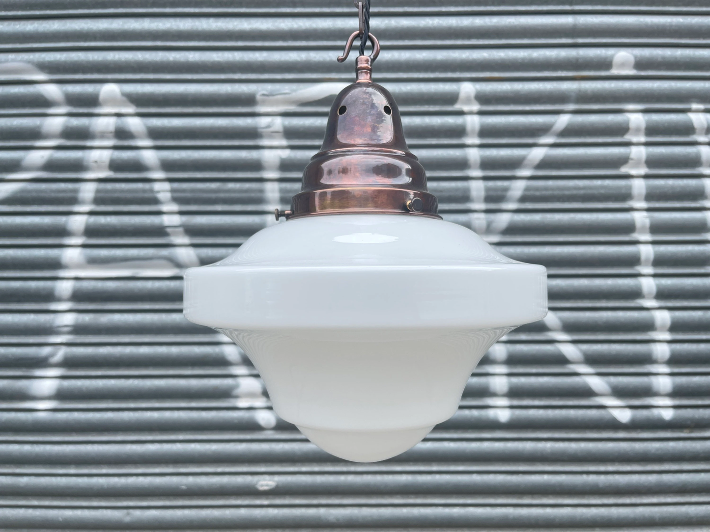 1930s Opaline Pendant Light By Benjamin Electric Manufacturing Company