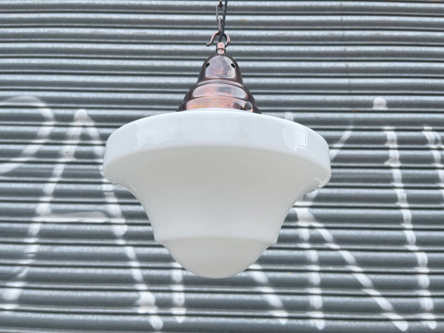 1930s Opaline Pendant Light By Benjamin Electric Manufacturing Company