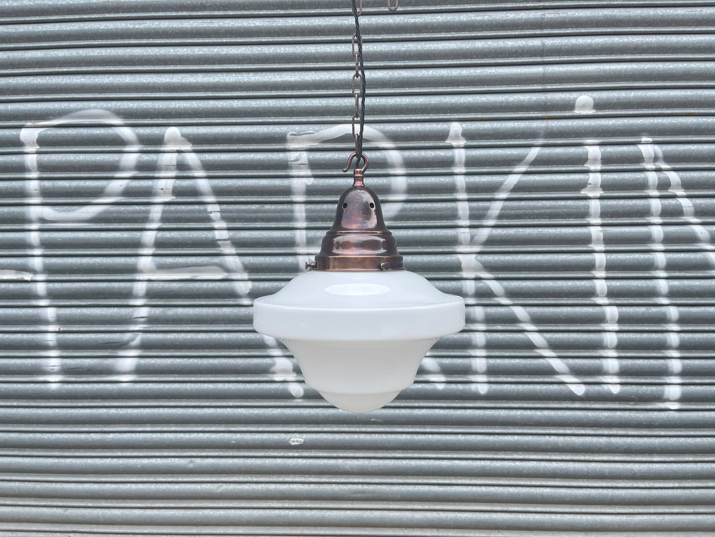 1930s Opaline Pendant Light By Benjamin Electric Manufacturing Company