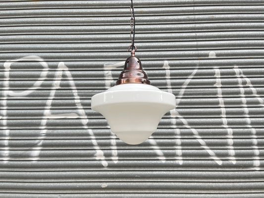 1930s Opaline Pendant Light By Benjamin Electric Manufacturing Company