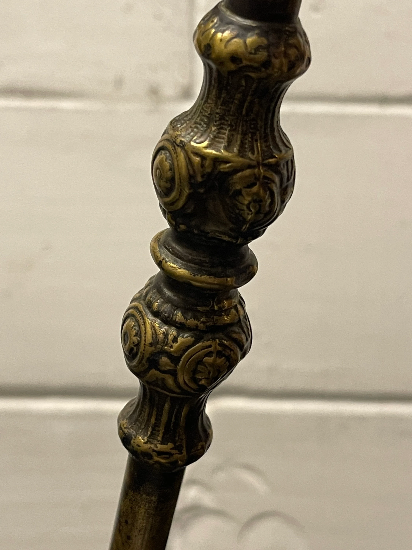 Rare Early 1900s Hexagonal Based Brass Piano Lamp By John Dugdill & Co