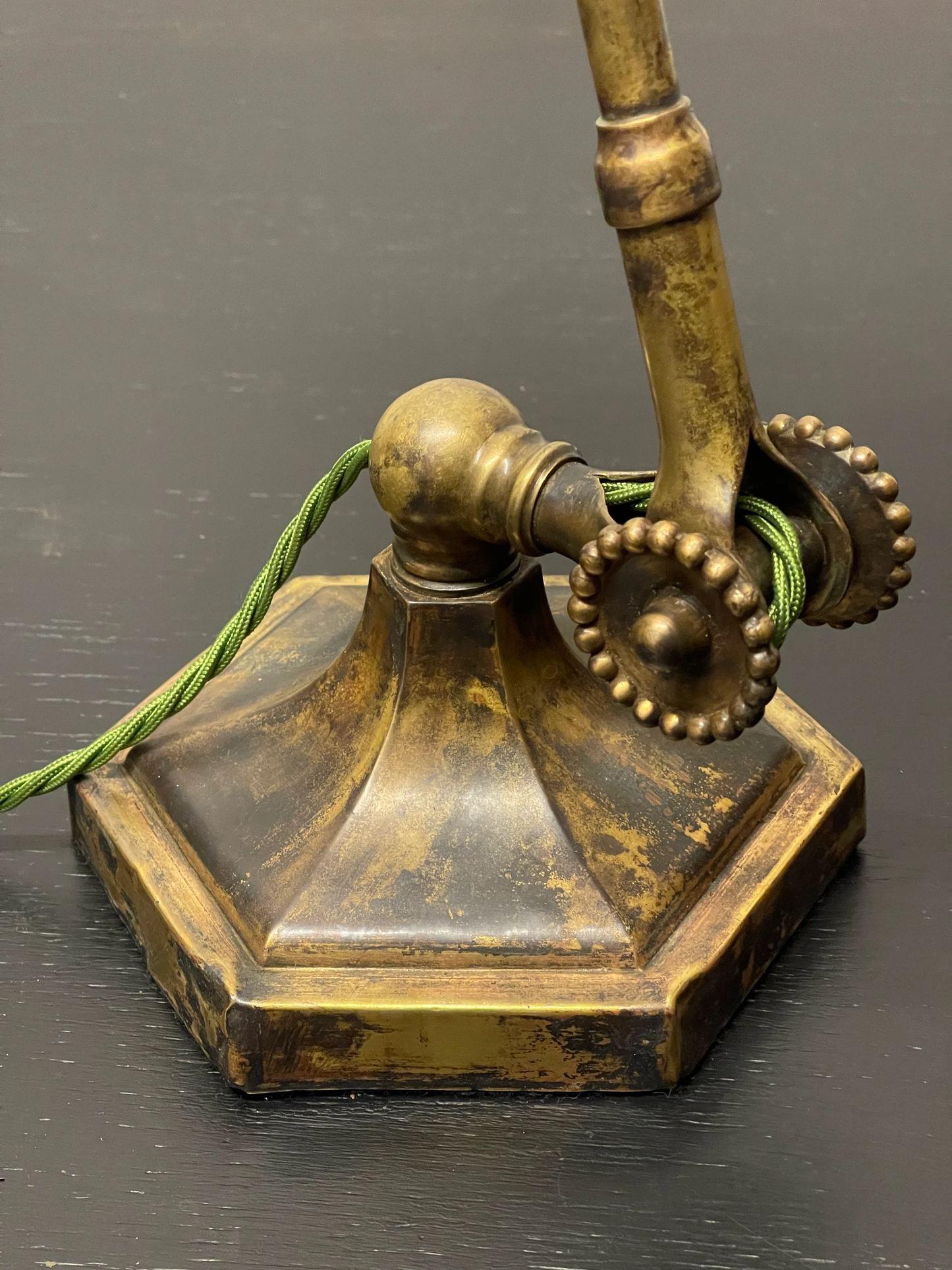 Rare Early 1900s Hexagonal Based Brass Piano Lamp By John Dugdill & Co