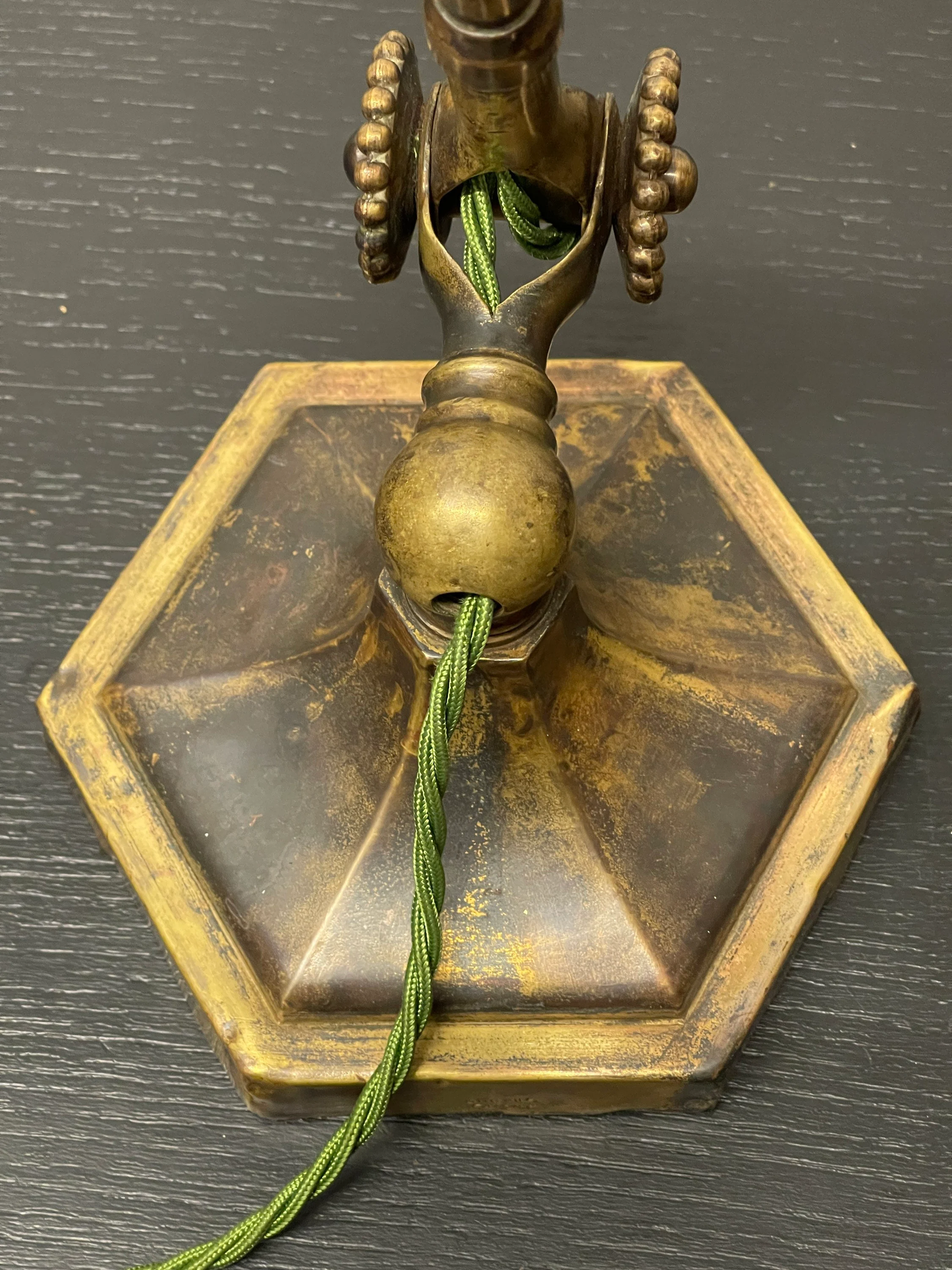 Rare Early 1900s Hexagonal Based Brass Piano Lamp By John Dugdill & Co