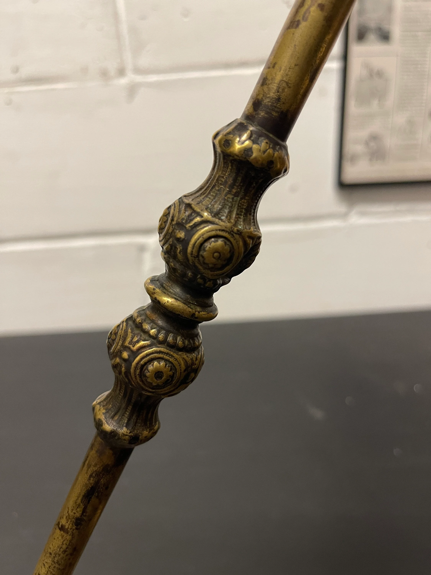 Rare Early 1900s Hexagonal Based Brass Piano Lamp By John Dugdill & Co
