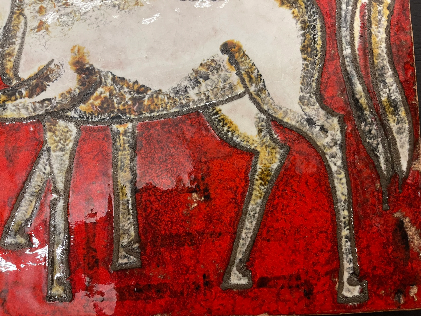 1960s Ruscha Art Stallions Hand Painted Ceramic Mural Germany