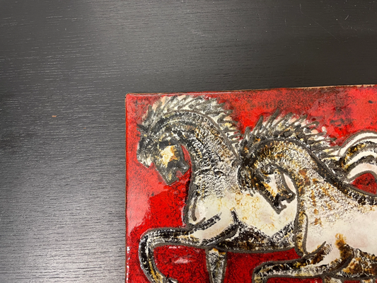 1960s Ruscha Art Stallions Hand Painted Ceramic Mural Germany