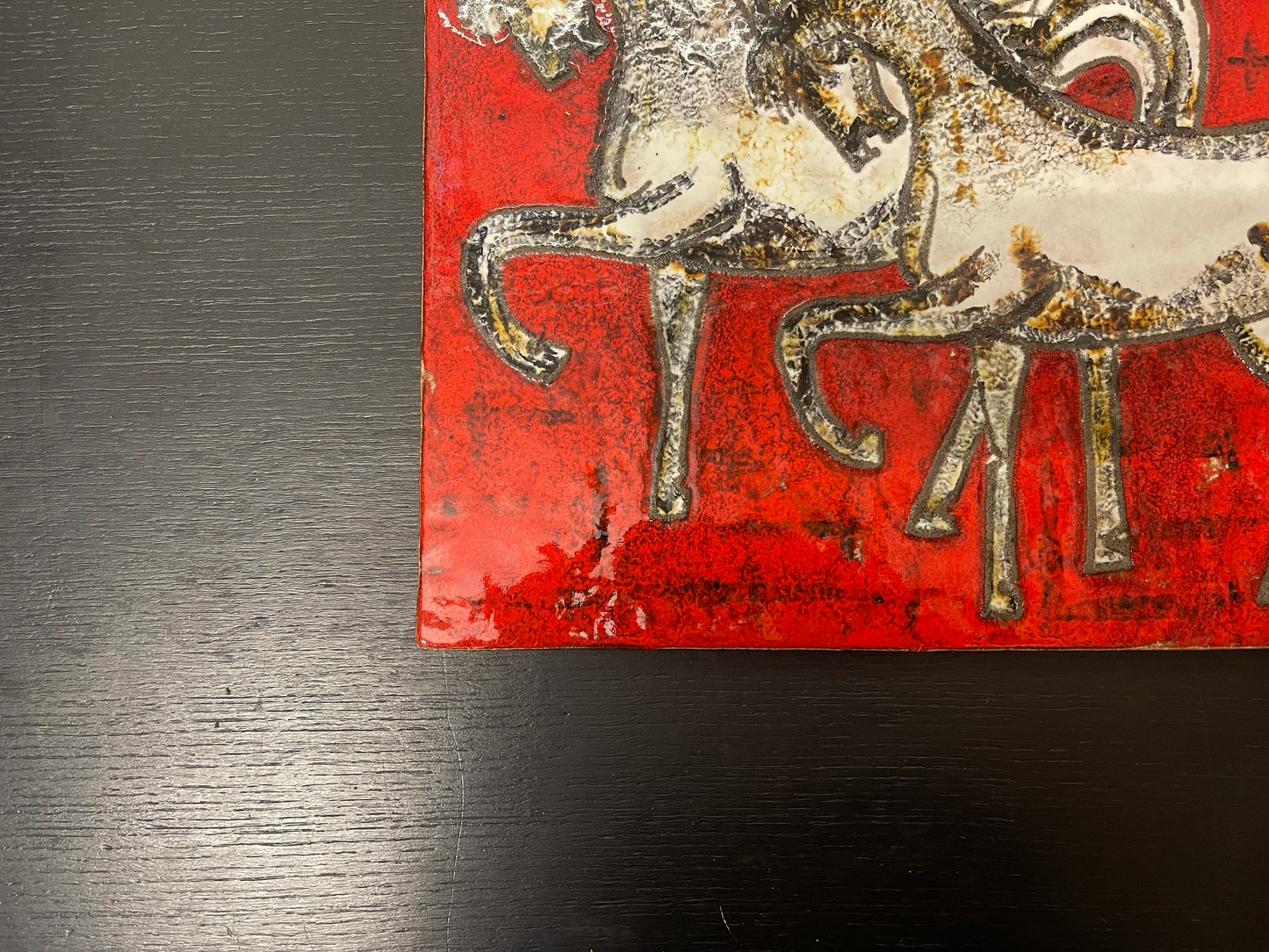 1960s Ruscha Art Stallions Hand Painted Ceramic Mural Germany