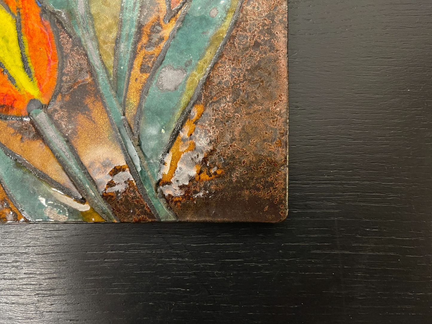 1960s Ruscha Art Floral Design Hand Painted Ceramic Mural Germany
