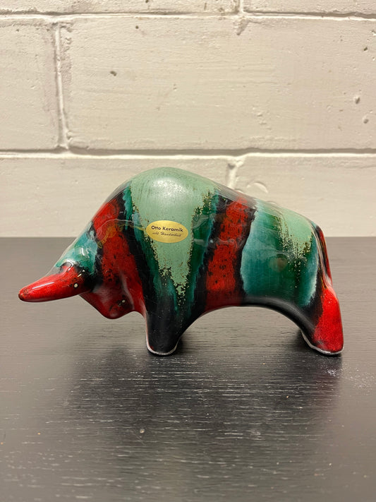Otto Keramik Ceramic Bull West German Pottery Fat Lava