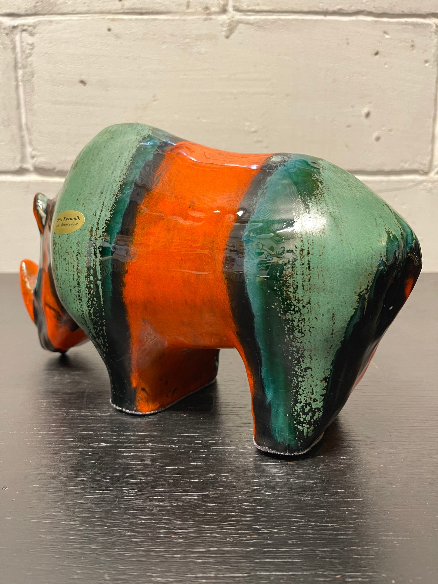 Exclusive Otto Keramik Ceramic Rhino West German Pottery Fat Lava