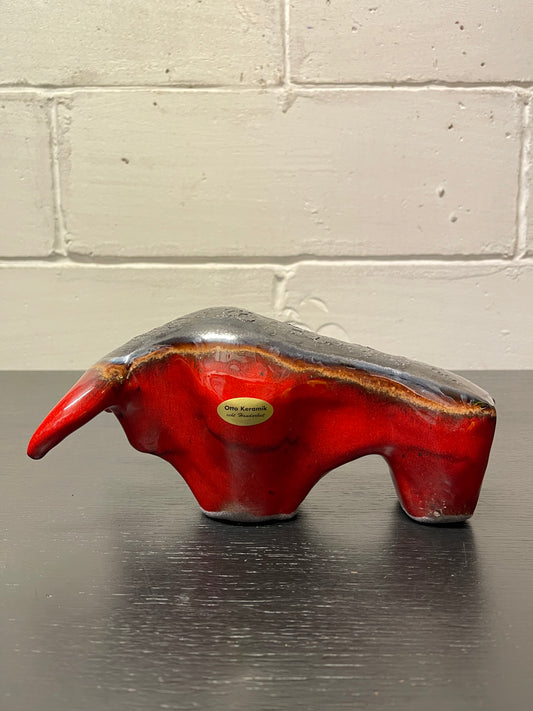Otto Keramik Ceramic Bull West German Pottery Fat Lava