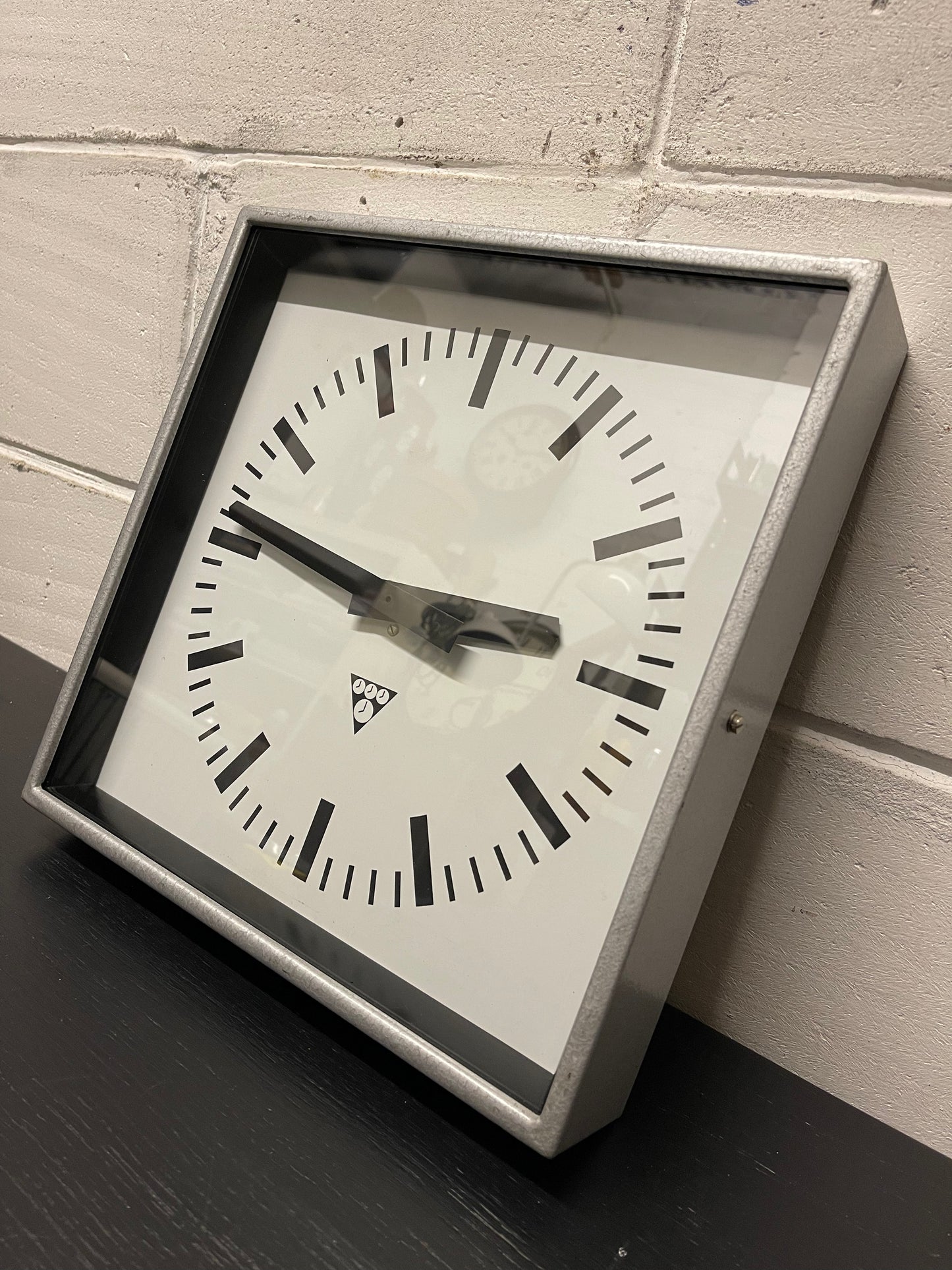 Czech Industrial 1960s Square Factory Clocks By Pragotron