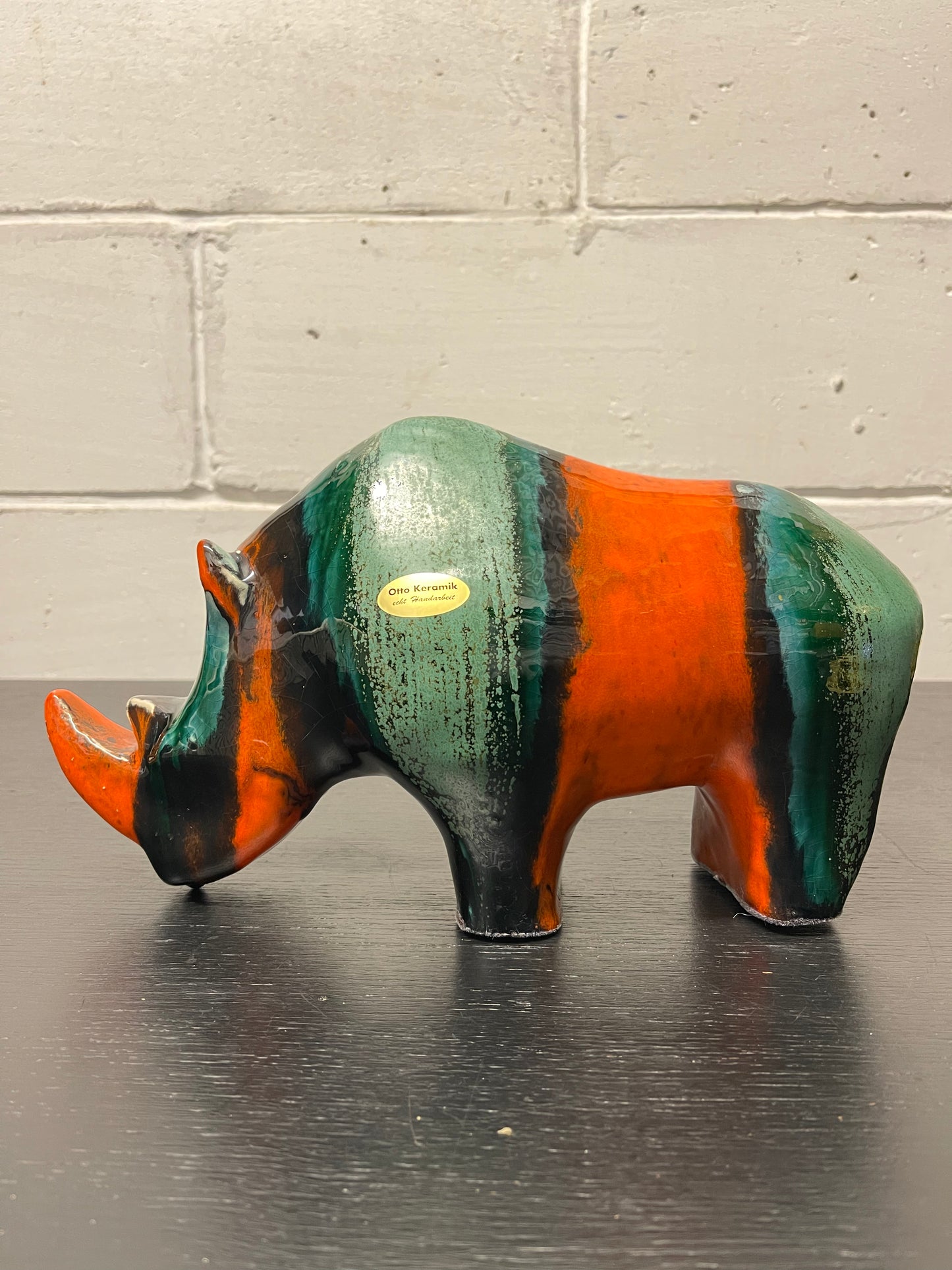 Exclusive Otto Keramik Ceramic Rhino West German Pottery Fat Lava