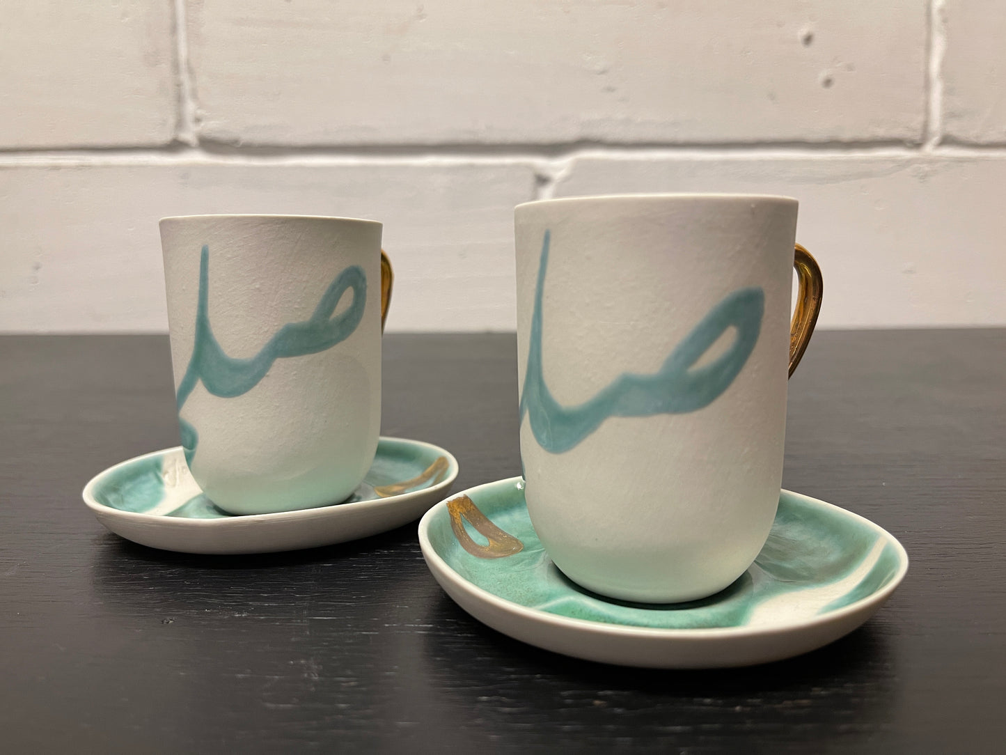 Hand Made Turkish Coffee / Espresso Cups By Renowned Design Ceramicist Saliha Kartal