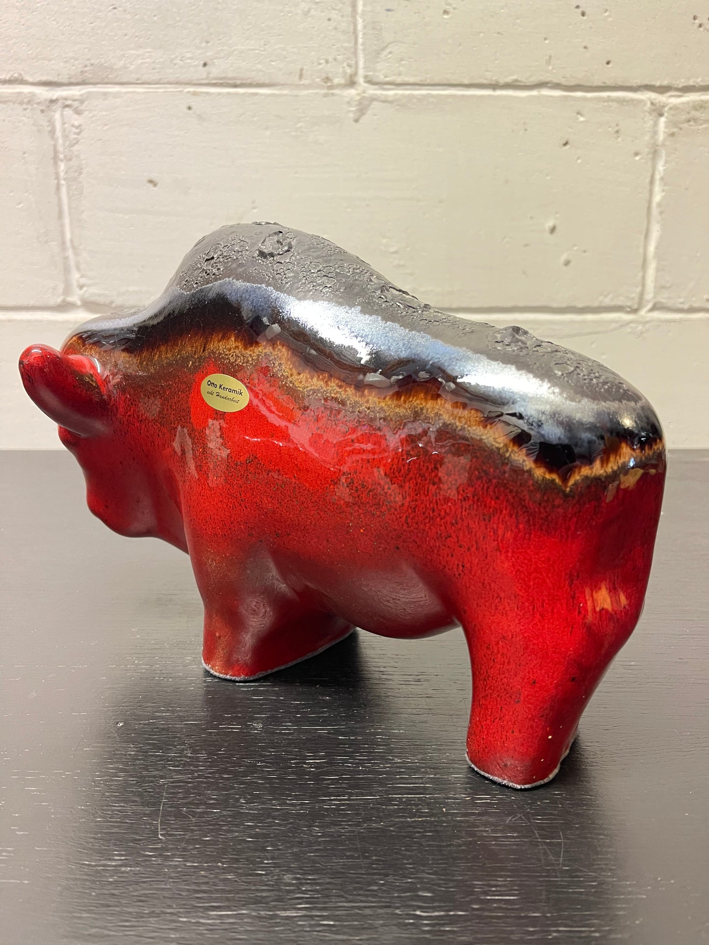 Otto Keramik Ceramic Bull West German Pottery Fat Lava