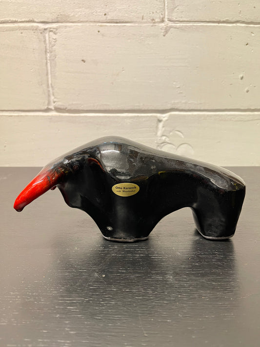 Otto Keramik Ceramic Bull West German Pottery Fat Lava