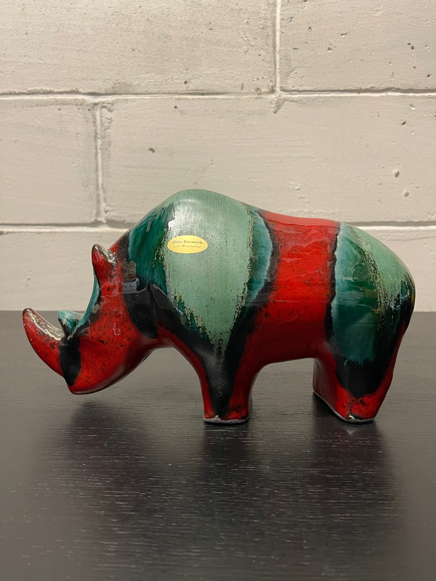 Exclusive Otto Keramik Ceramic Rhino West German Pottery Fat Lava