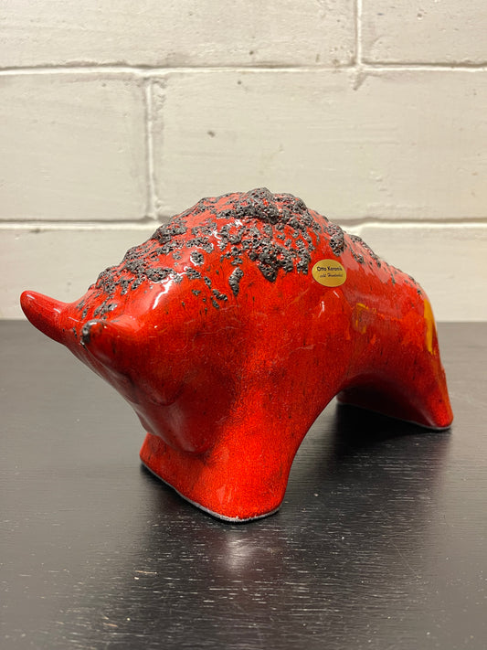 Otto Keramik Ceramic Bull West German Pottery Fat Lava