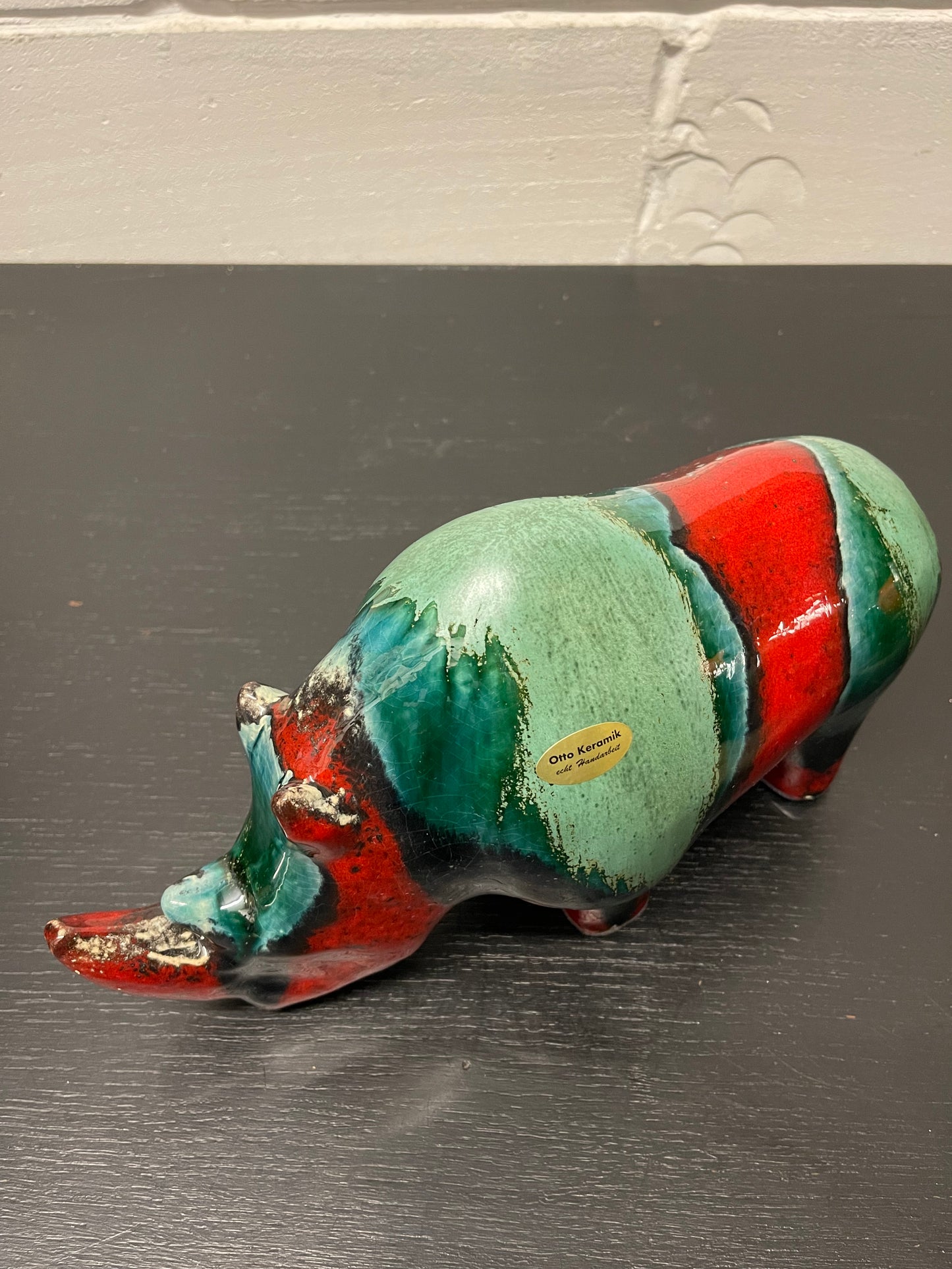 Exclusive Otto Keramik Ceramic Rhino West German Pottery Fat Lava