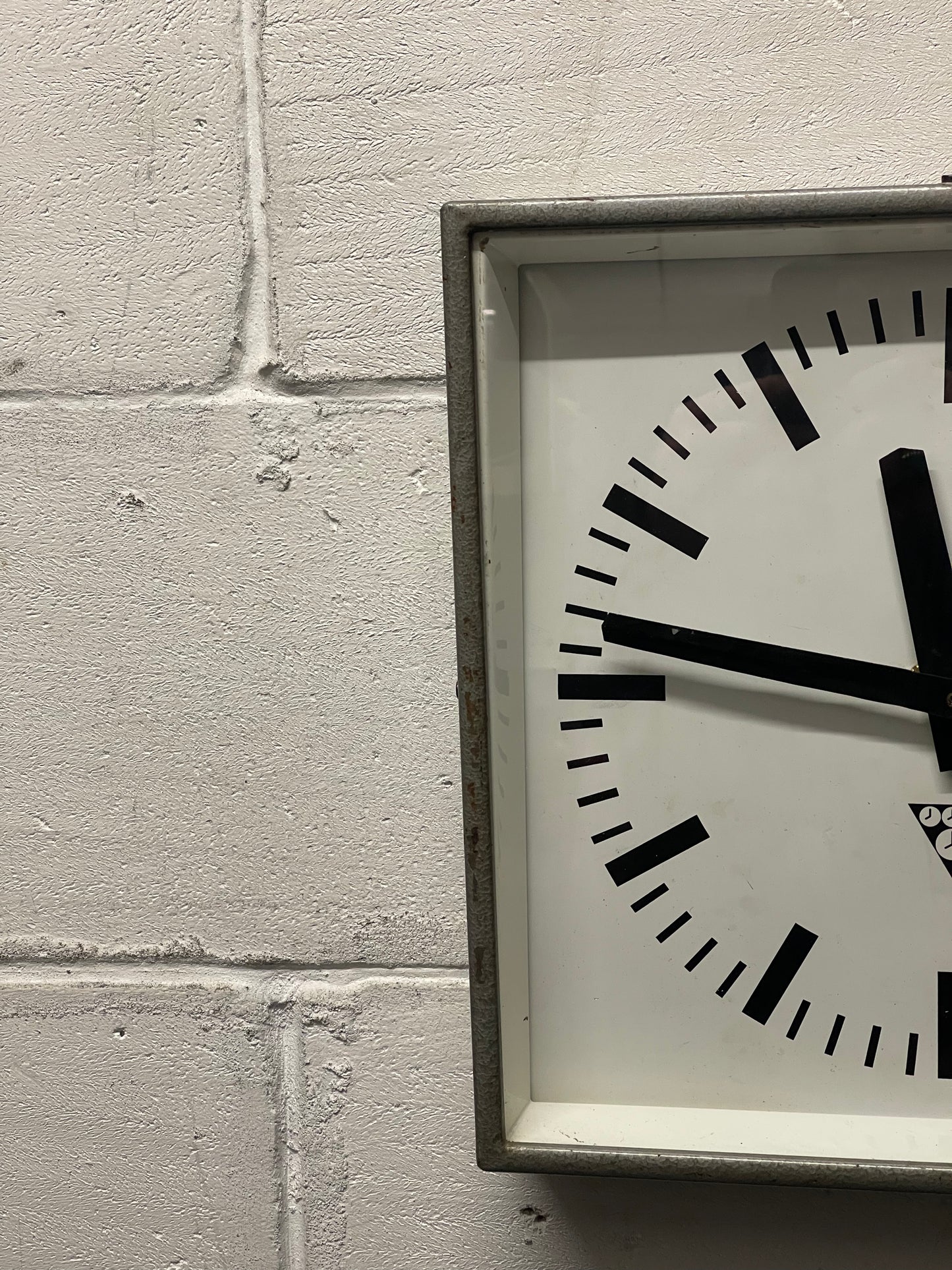Czech Industrial 1960s Square Factory Clocks By Pragotron