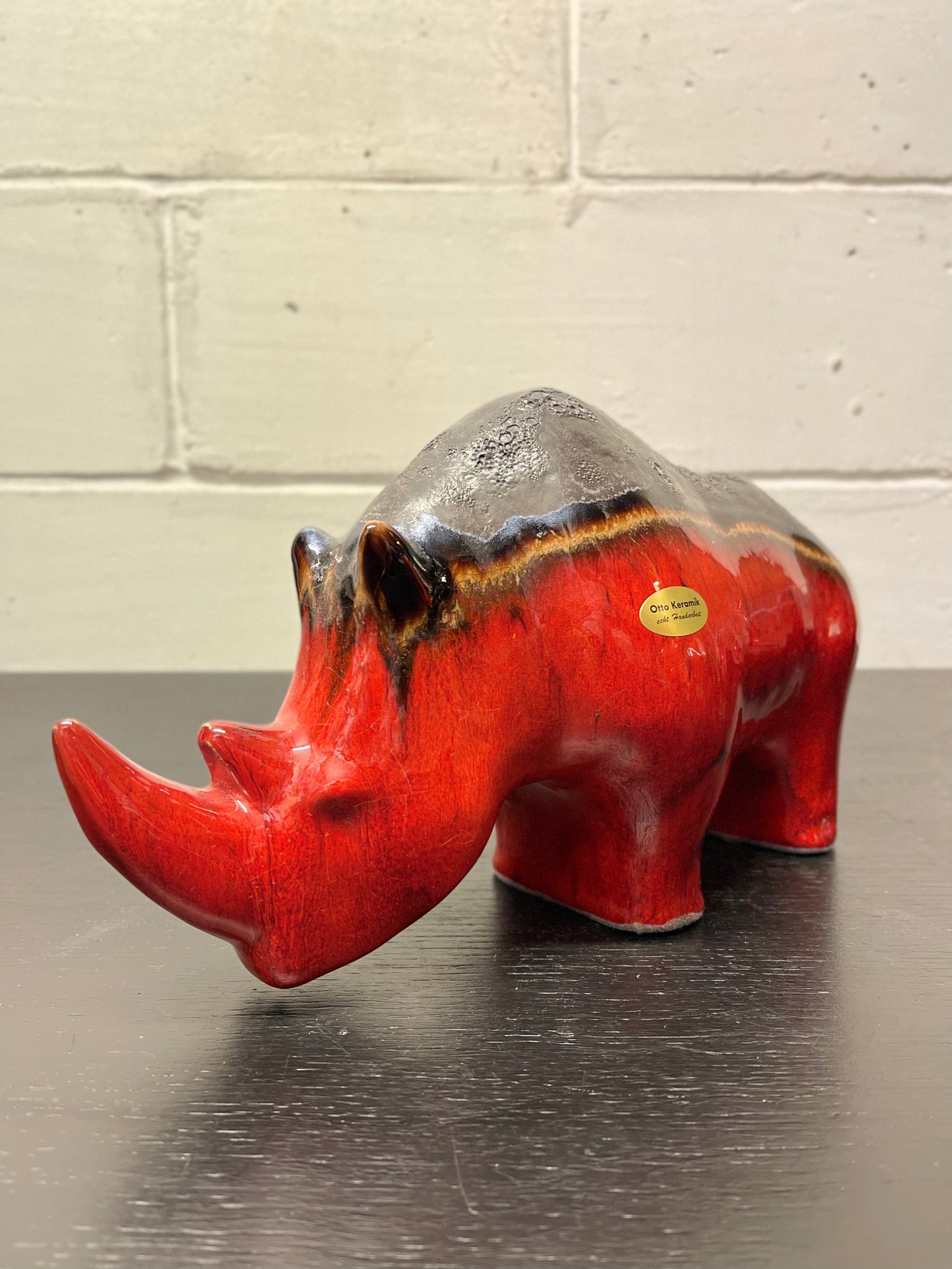 Exclusive Otto Keramik Ceramic Rhino West German Pottery Fat Lava