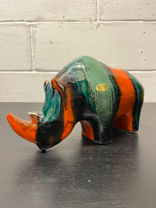 Exclusive Otto Keramik Ceramic Rhino West German Pottery Fat Lava