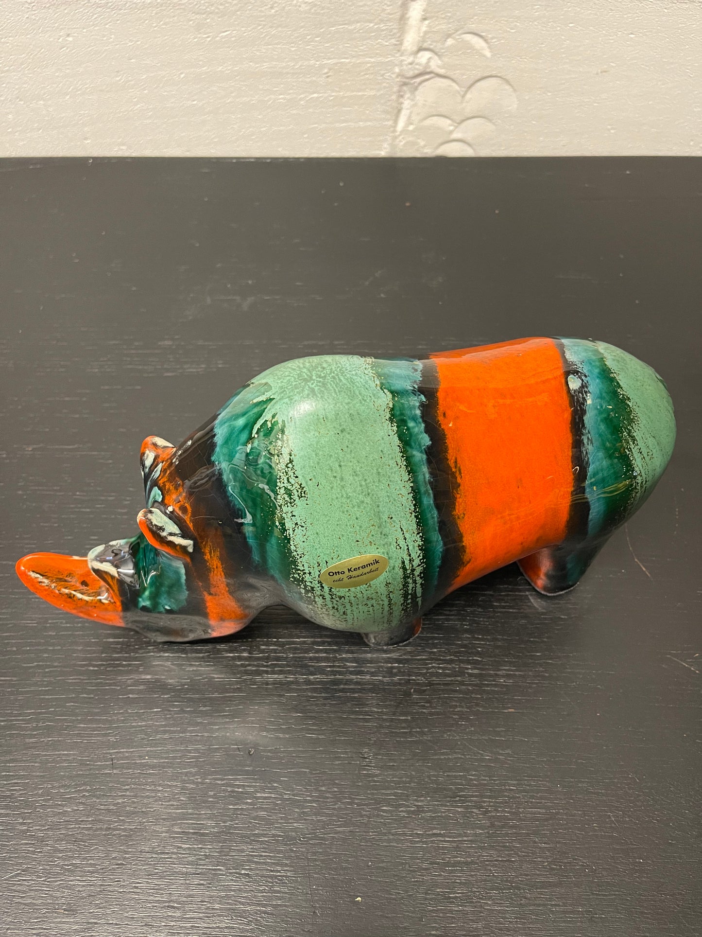 Exclusive Otto Keramik Ceramic Rhino West German Pottery Fat Lava