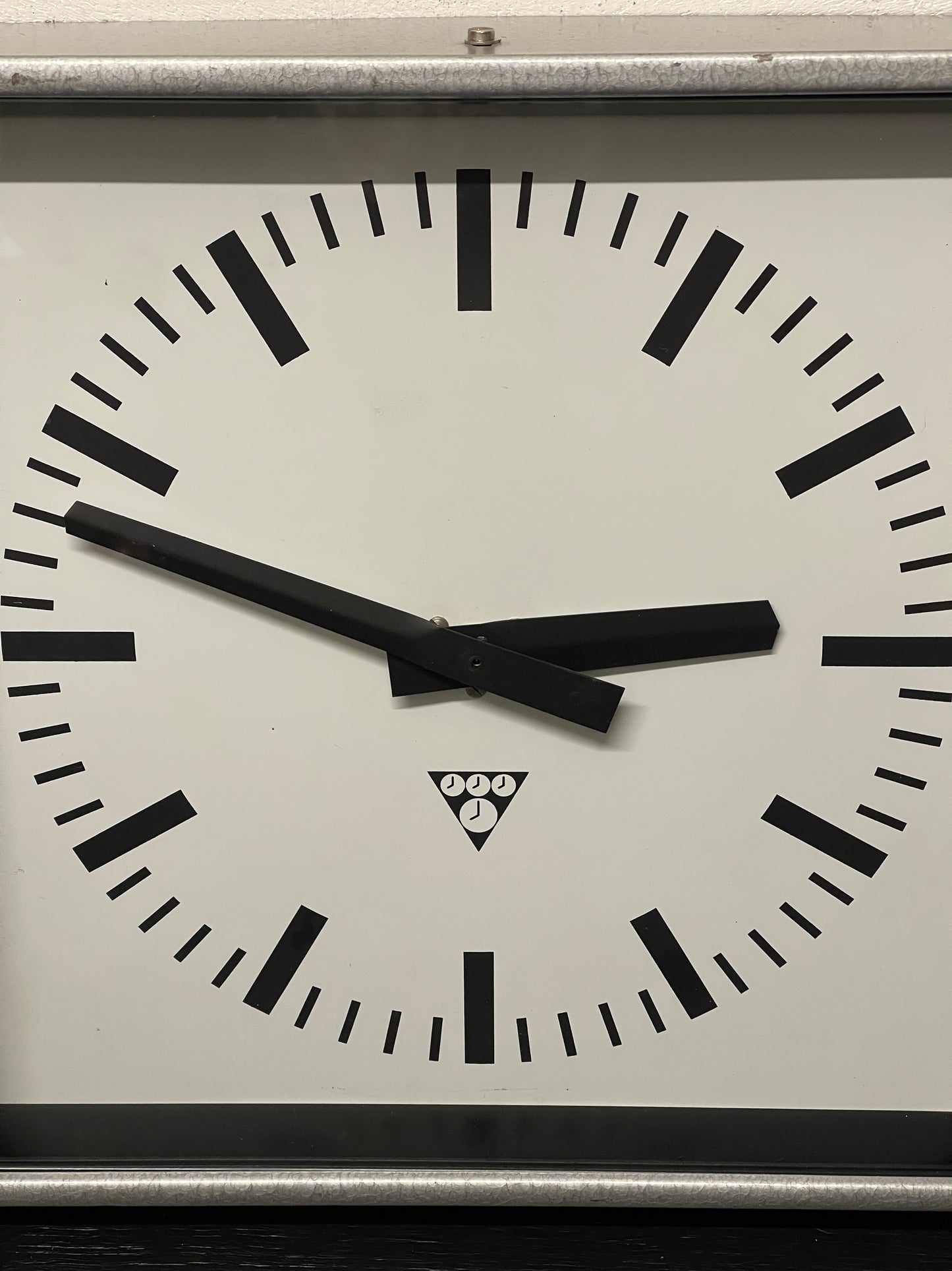 Czech Industrial 1960s Square Factory Clocks By Pragotron