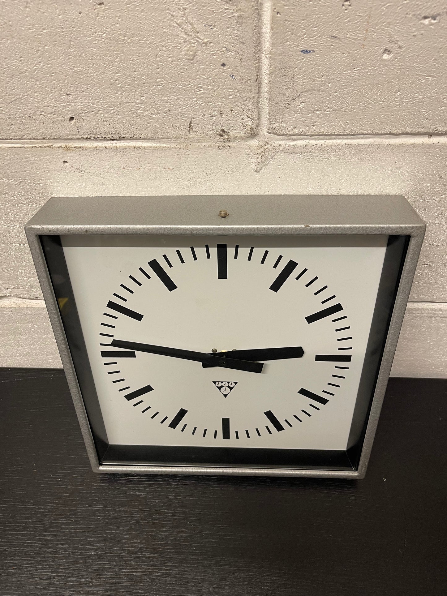 Czech Industrial 1960s Square Factory Clocks By Pragotron