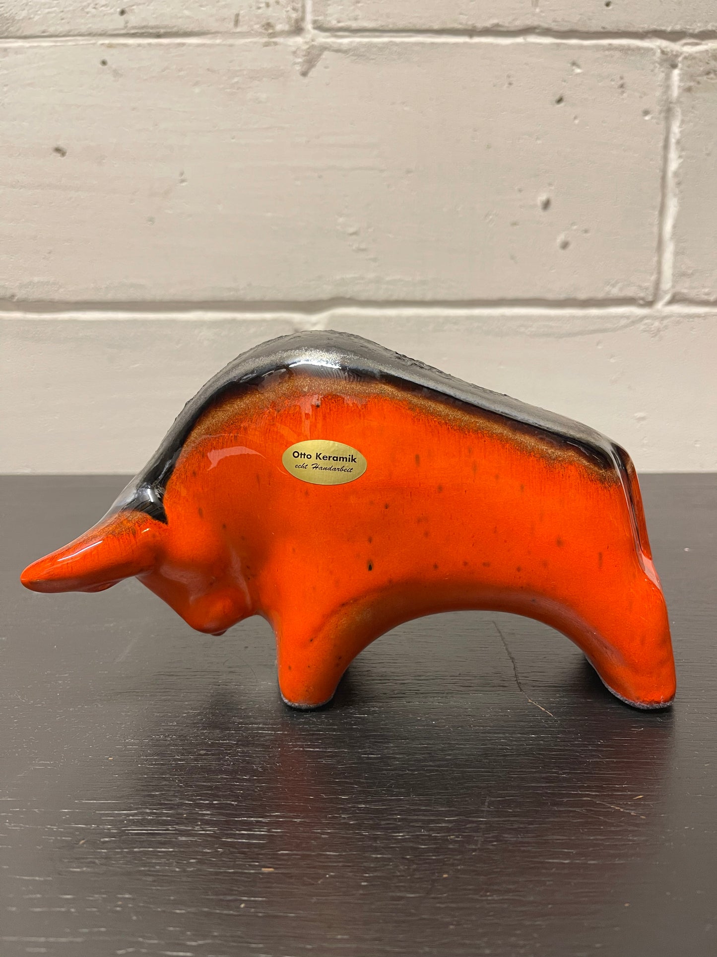 Otto Keramik Ceramic Bull West German Pottery Fat Lava