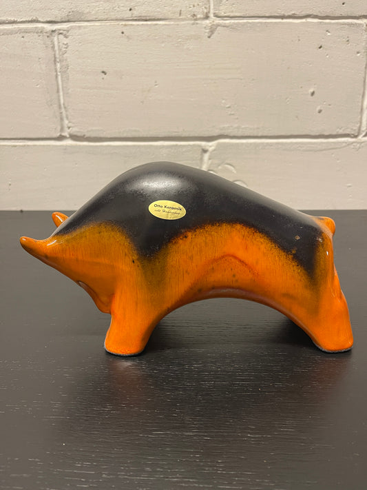 Otto Keramik Ceramic Bull West German Pottery Fat Lava