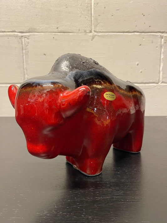 Otto Keramik Ceramic Bull West German Pottery Fat Lava